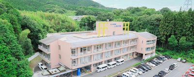 緑に囲まれた建物の外観