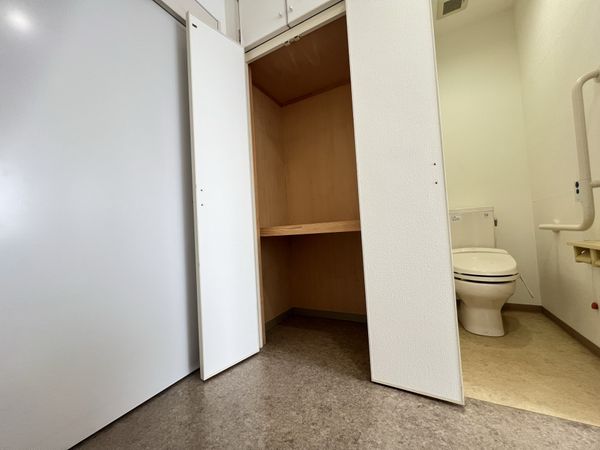 ゆとりのある洗面台とトイレ