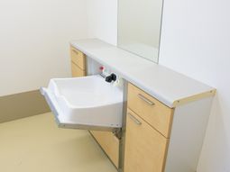 洗面台と鏡がある設備