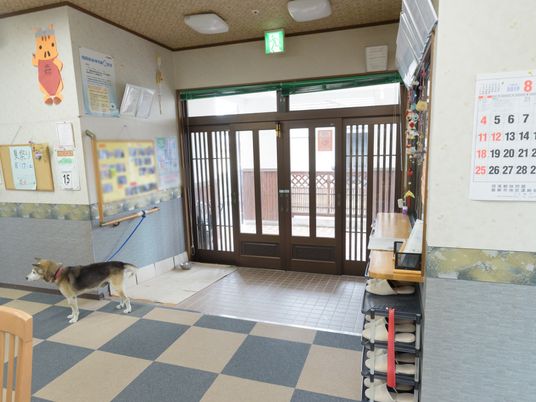 出入り口と掲示板のエントランス