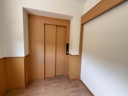 木製のドアが特徴的な廊下