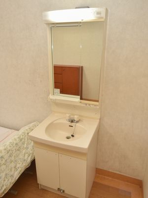 居室の洗面台と鏡