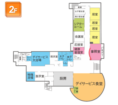 施設2階の平面図