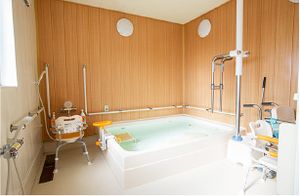 手すり付き清潔な浴室