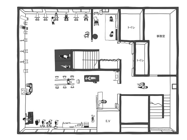 図面から理解する居室 居室 配置図から見ると、居室にはベッドやテーブル、仕切りが備え付けられており、プライベートを大切にしながら快適な時間を過ごせる空間です。