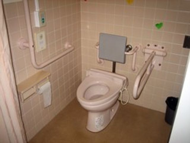 安全な設備のトイレ トイレ 手すりが設置された安心仕様のトイレです。利用者の安全を考慮した設計になっています。