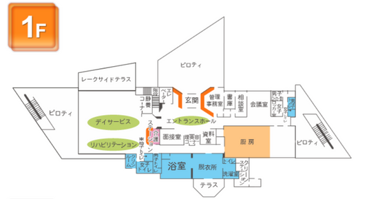 施設の1階見取り図  