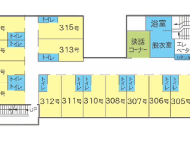 個室の配置図 居室 各居室が3階に整然と配置されており、利便性が考慮された設計になっています。