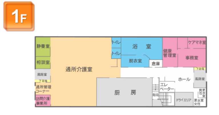 施設の1階見取り図