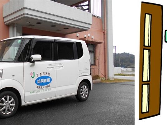 訪問看護車が停車する外観  