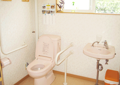 手すり付きの清潔なトイレ