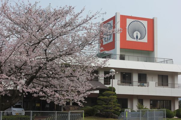 桜のある建物外観