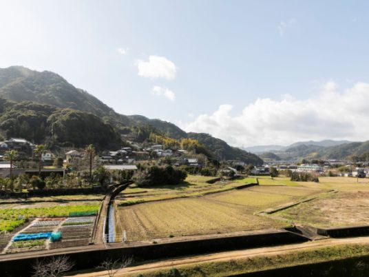 山々と田畑の風景