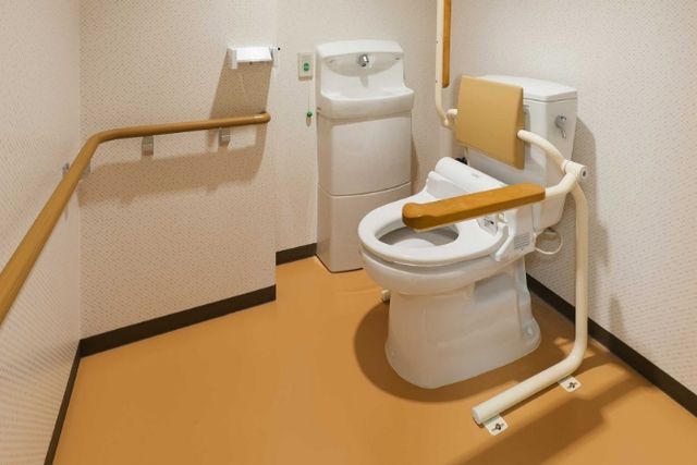 手すり付きの清潔なトイレ