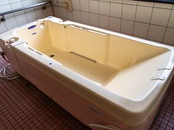 浴槽とタイルの浴室