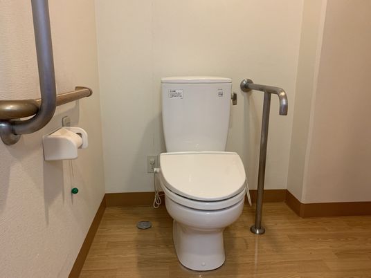手すり付きの清潔なトイレ