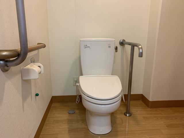 手すり付きの清潔なトイレ