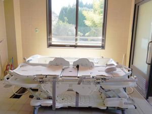 入浴用ストレッチャーの浴室  