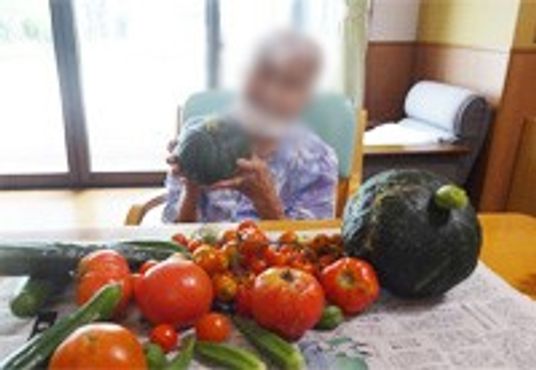 野菜を持つ人の居室