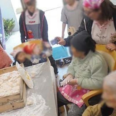 楽しむ様子の共有スペース
