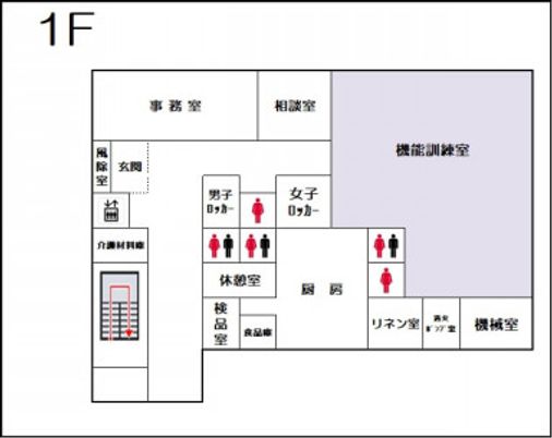 施設1階の平面図