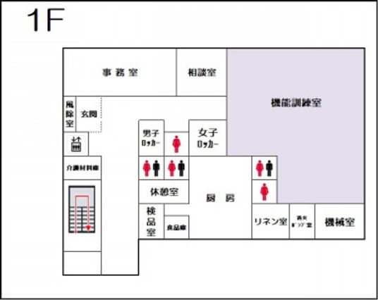 施設1階の平面図