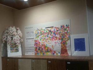 掲示物のある廊下  