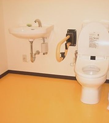 手すり付きの清潔なトイレ  