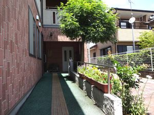 植物に彩られた清潔な入口