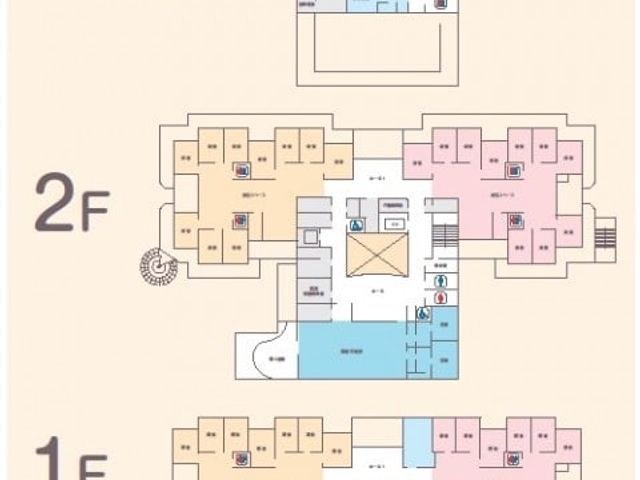 施設の見取図 内観 各フロアの配置を確認できる見取図です。介護施設の全体像を把握するのに役立ちます。
