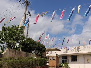 こいのぼりが飾られた外観  