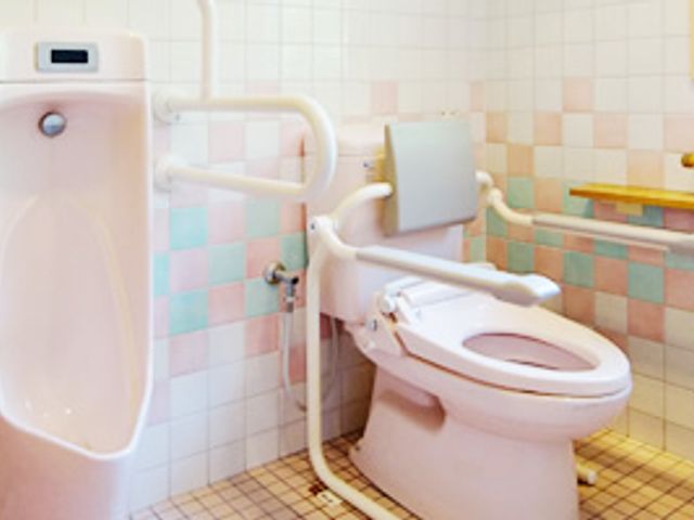 機能的なトイレ トイレ 手すりが備え付けられているトイレです。快適に利用できるよう設計されています。