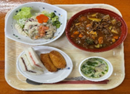 多彩な食事メニューのトレイ
