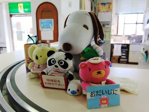受付前のぬいぐるみ展示  