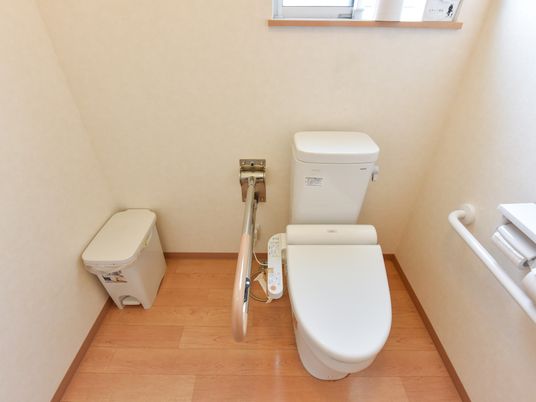 手すり付きの清潔なトイレ