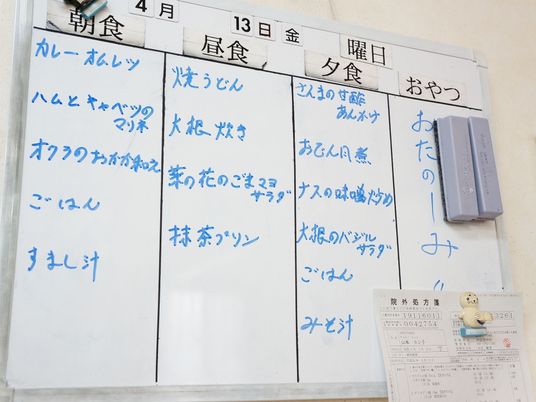 ホワイトボードの日程表