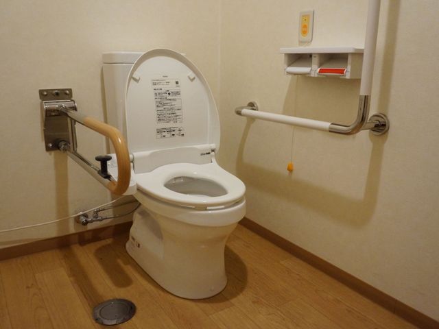 バリアフリートイレ設備 トイレ 手すりが整った清潔なトイレです。自立支援を考えた設計で、安全にご利用いただけます。
