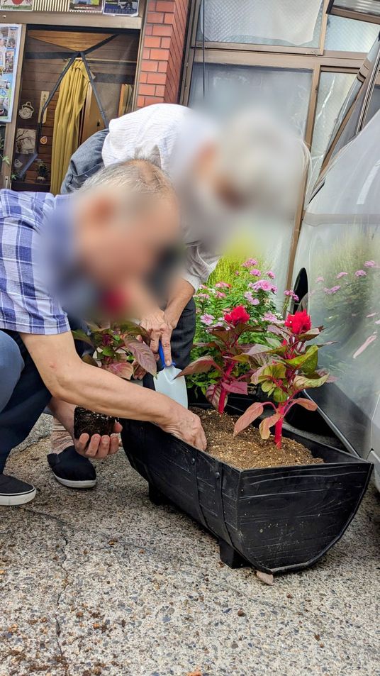 植物の手入れをする人々
