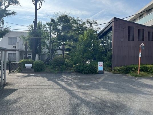 木々に囲まれた建物外観  