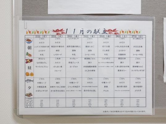 食事メニュー表掲示