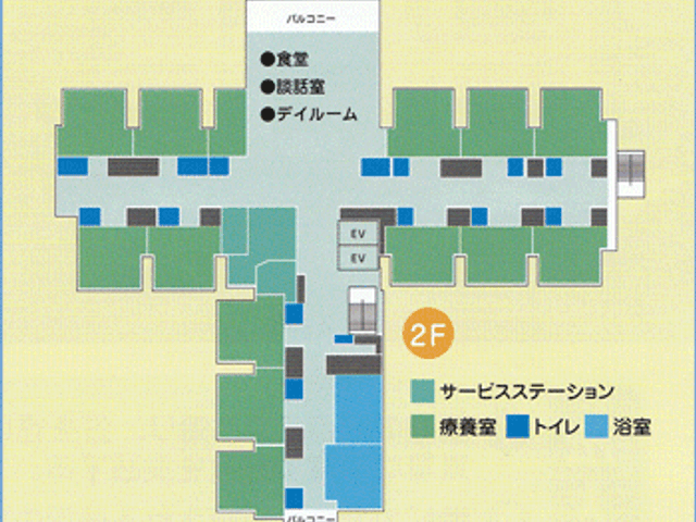 各部屋配置図、2階 内観 2階の部屋配置がわかります。部屋の位置や機能が一目で確認可能で、働きやすい環境です。