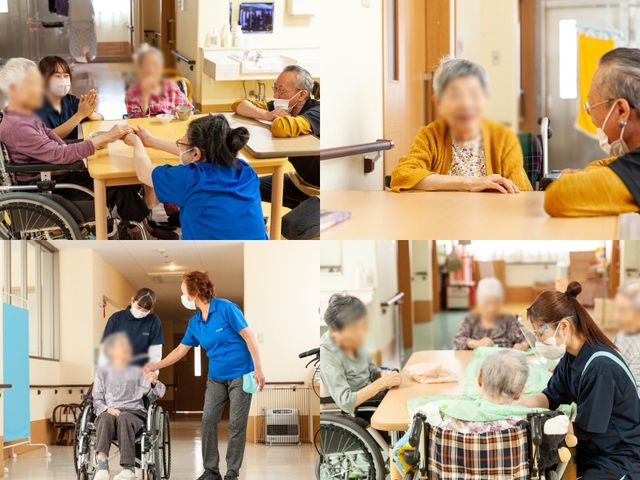 談笑するシーン ラウンジ 広々とした空間で、皆さんがリラックスしながら談話を楽しむ様子です。自然光が差し込んでいます。