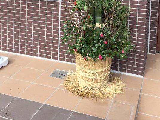 装飾されたエントランスの植木鉢  