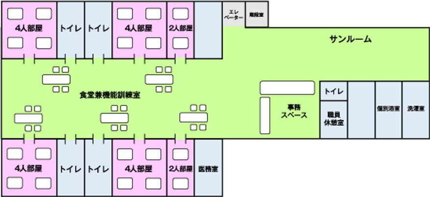 事務スペースと洗面室