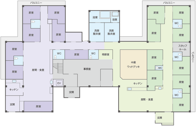 広々とした居室の間取り図