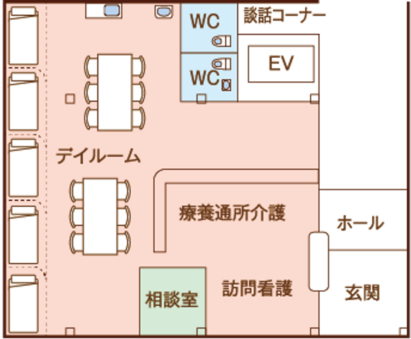 ダイニングルームの配置図 ダイニングルーム 配置図からは、広々としたダイニングルームが確認でき、ゆとりあるお食事時間を想像いただけます。