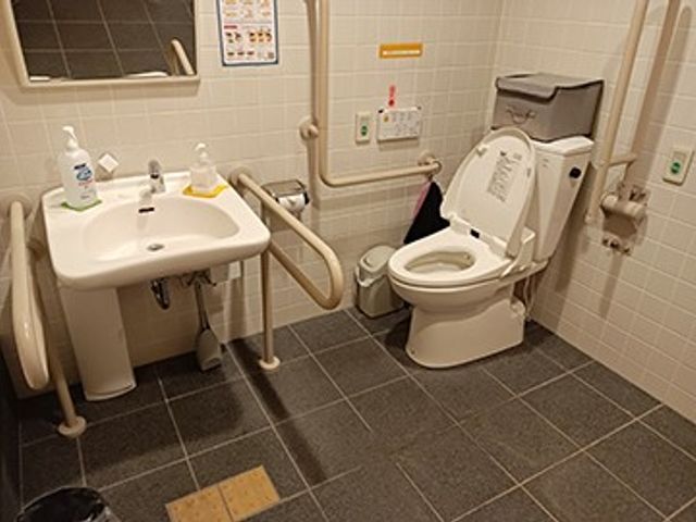 清潔なトイレ設備 トイレ 手すり付きの広々とした空間で、安全に使用しやすい設備が整っています。