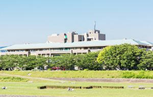 緑に囲まれた外観