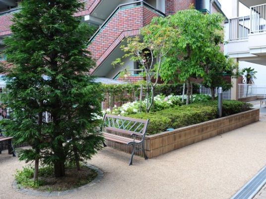 緑溢れる居心地の良い中庭