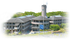 緑に囲まれた建物外観  